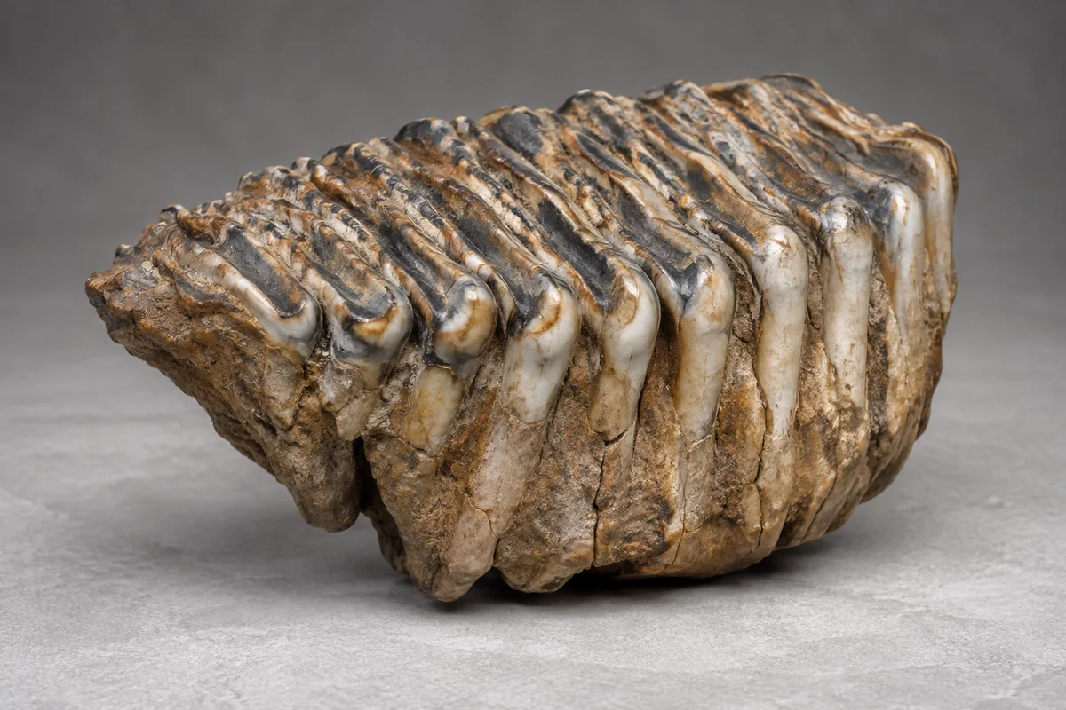 Fossil mammoth molar showing enamel plates